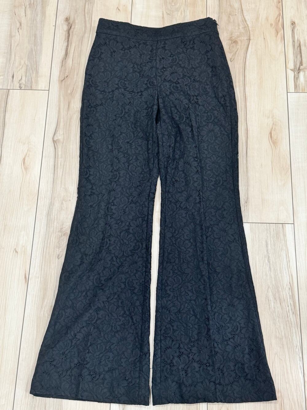 NWT Ann Taylor LOFT Career Lace Overlay Wide Leg Black Size 2